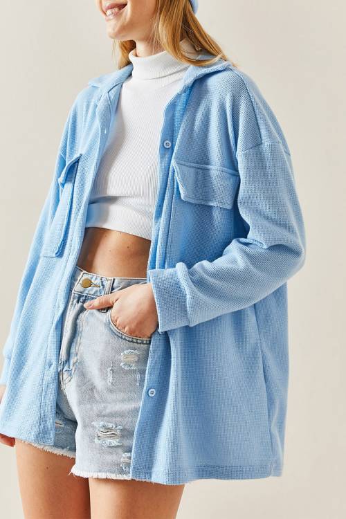 XHAN - Bebe Mavisi Polo Yaka Düğmeli Gömlek 4KXK2-47756-55