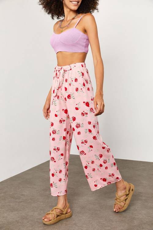 Bebe Pembesi Beli Lastikli Çiçekli Pantolon 2KXK5-45691-57 - 1