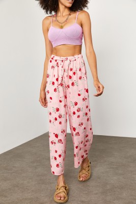 Bebe Pembesi Beli Lastikli Çiçekli Pantolon 2KXK5-45691-57 - 2