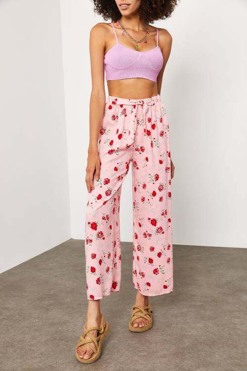 Bebe Pembesi Beli Lastikli Çiçekli Pantolon 2KXK5-45691-57 - 3