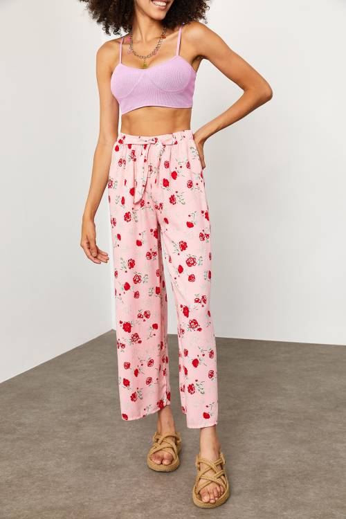 Bebe Pembesi Beli Lastikli Çiçekli Pantolon 2KXK5-45691-57 - 7