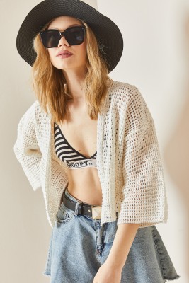 Bej Ajurlu Crop Kimono 3YXK4-47024-25 - 6