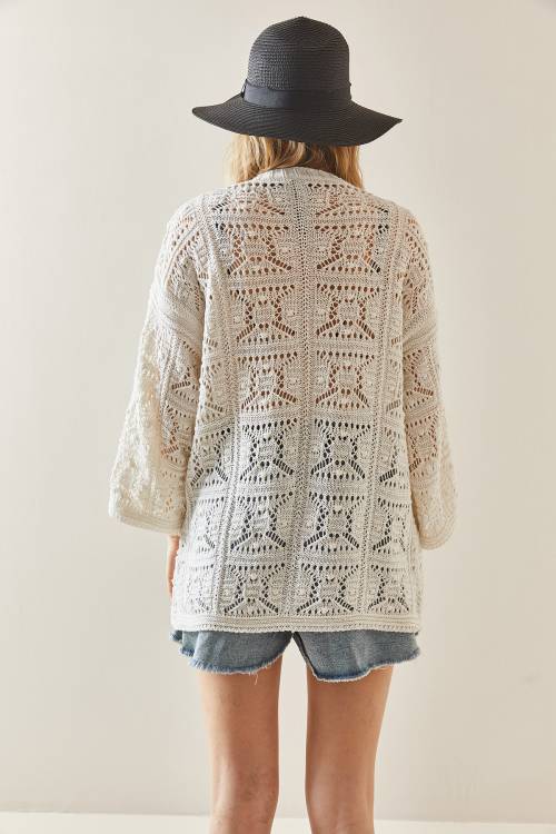 Bej Ajurlu Delikli Salaş Kimono 3YXK4-47022-25 - 8