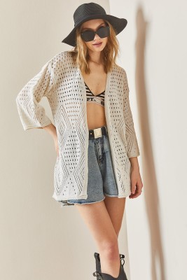 Bej Ajurlu Delikli Salaş Kimono 3YXK4-47023-25 - 1