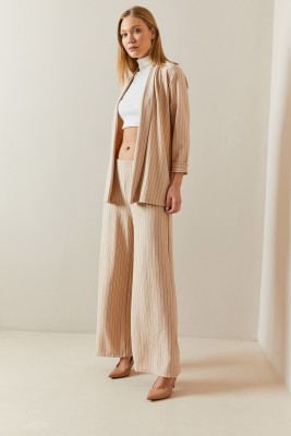 XHAN - Bej Çizgili Casual İkili Takım 4KXK8-47840-25