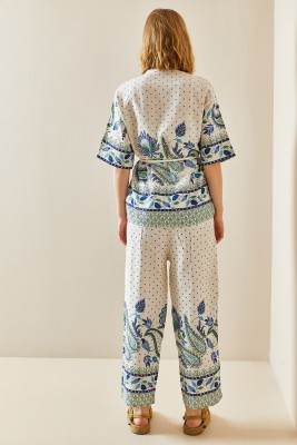 Bej Etnik Desenli Kimono Takım 3YXK8-47309-25 - 6