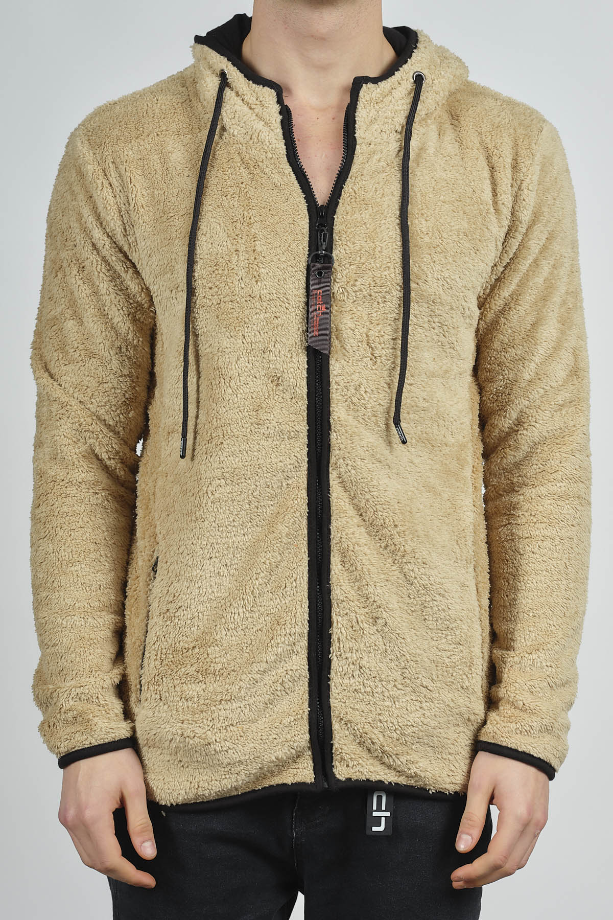 Bej Fermuarlı Kapüşonlu Peluş Sweat 1KXE8-44271-25 - 5