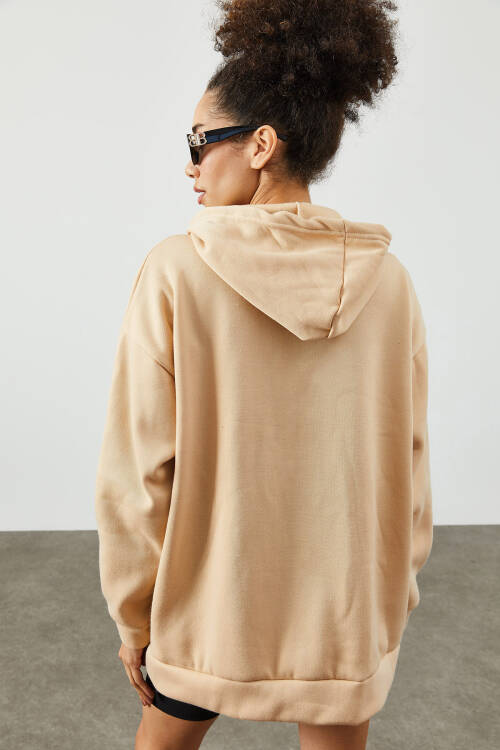 Bej Kapüşonlü Polar Sweatshirt 2KXK8-45544-25 - 8