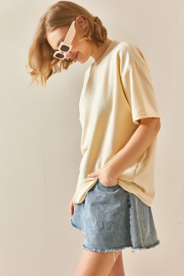 Bej Oversize Basic Tişört 3YXK1-47087-25 