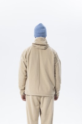 Bej Oversize Kapüşonlu Polar Sweatshirt 2KXE8-45511-25 - 4