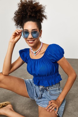 Saks Beli & Kolları Lastikli Crop Top 2KXK2-45699-14 