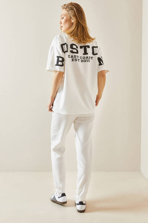 Beyaz Arkası Yazılı Oversize Eşofman Takımı 5YXK8-48041-01 - 2