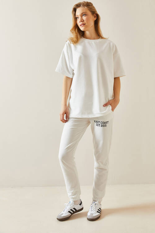 Beyaz Arkası Yazılı Oversize Eşofman Takımı 5YXK8-48041-01 - 3