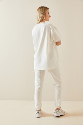 Beyaz Baskılı Oversize Eşofman Takımı 5YXK8-48086-01 - 7