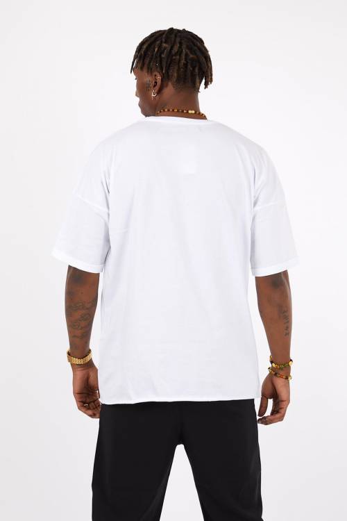 Beyaz Baskılı Oversize Tişört 1YXE1-45114-01 - 5