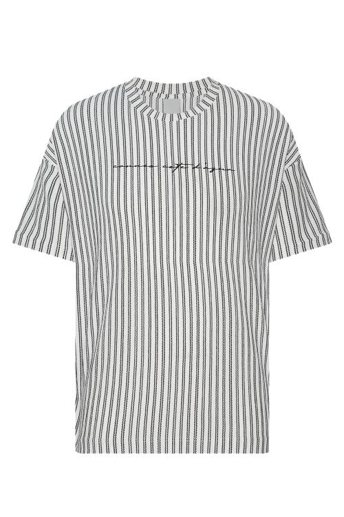 XHAN - Beyaz Çizgi Detaylı Dokulu T-Shirt 2YXE2-45978-01