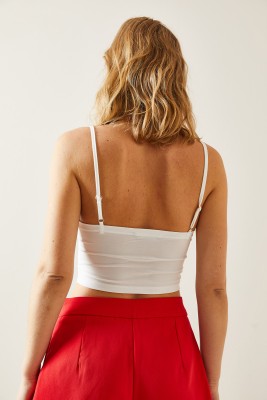 Beyaz Dantel Detaylı Crop Bustiyer Bluz 4KXK2-47700-01 - 7