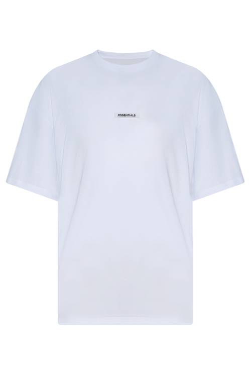 XHAN - Beyaz Essentials Aksesuarlı Oversize T-Shirt 2YXE2-45973-01