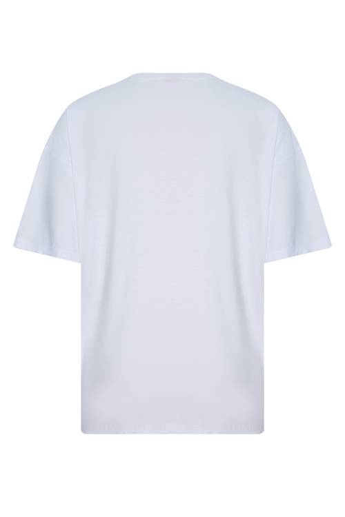 Beyaz Essentials Basklı Oversize Tişört 2YXE2-45975-01 - 3