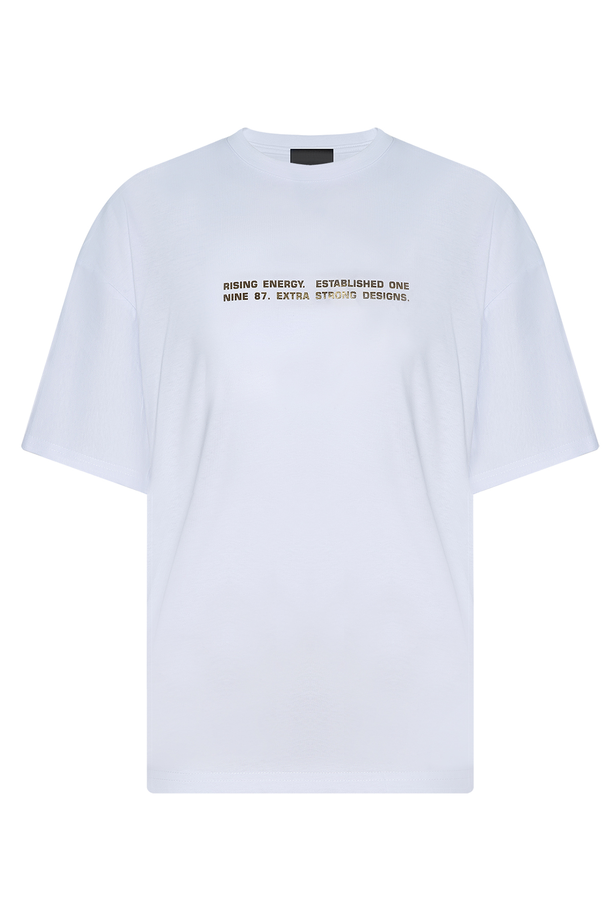Beyaz Gold Baskılı Oversize T-Shirt 2YXE2-45992-01