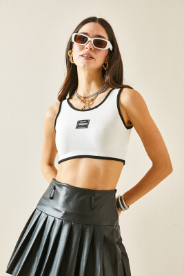 Beyaz Kalın Askılı Crop Bluz 5YXK2-48471-01 - 4