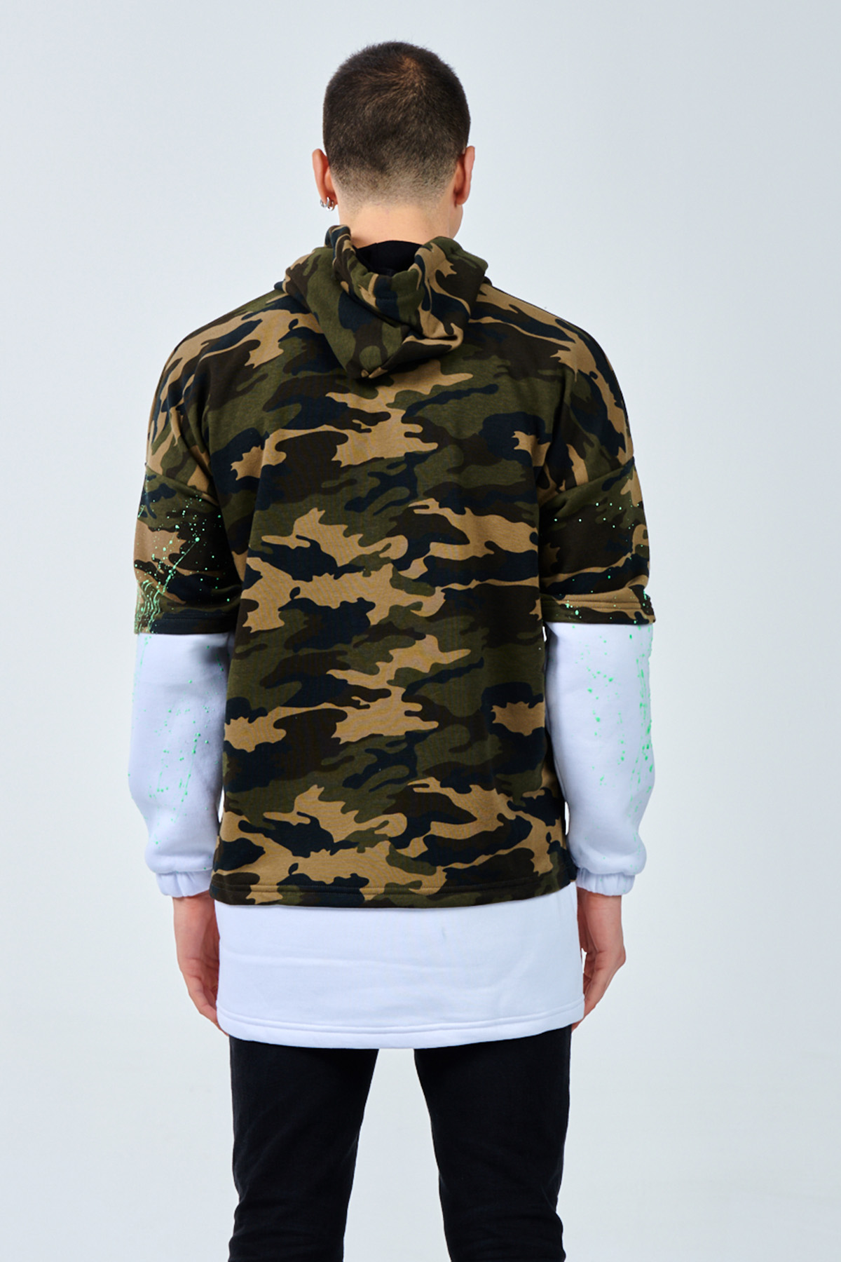 Beyaz Kamuflaj Baskılı Sweatshirt 1KXE8-44332-01 - 2