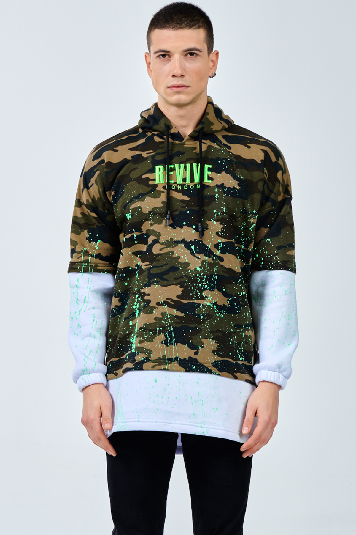 Beyaz Kamuflaj Baskılı Sweatshirt 1KXE8-44332-01 - 3