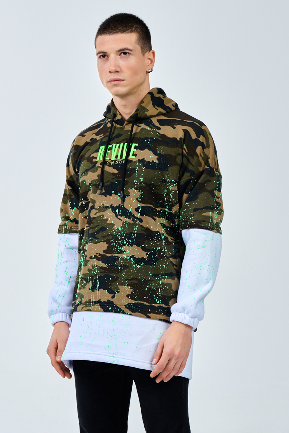 Beyaz Kamuflaj Baskılı Sweatshirt 1KXE8-44332-01 - 4