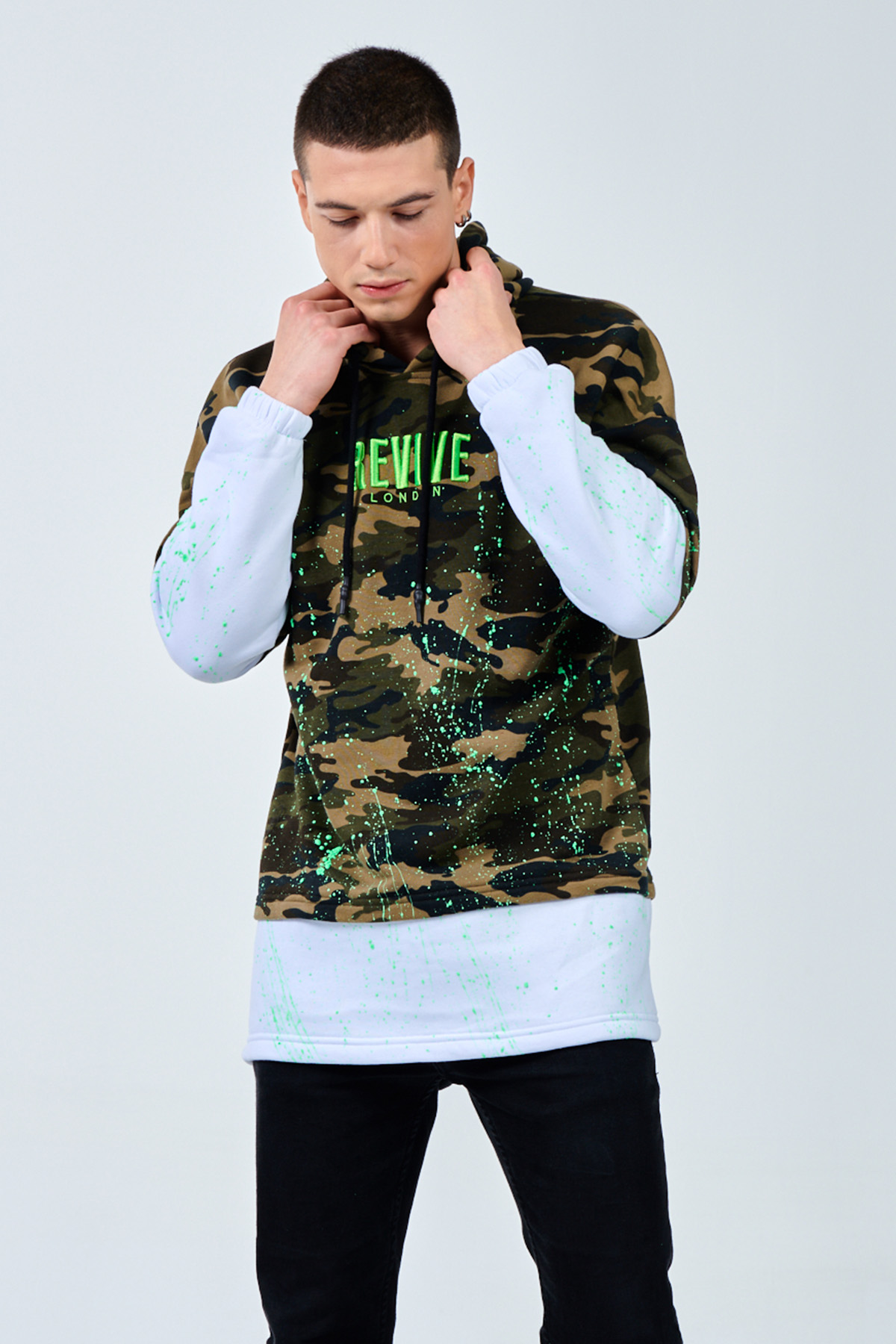 Beyaz Kamuflaj Baskılı Sweatshirt 1KXE8-44332-01 - 7