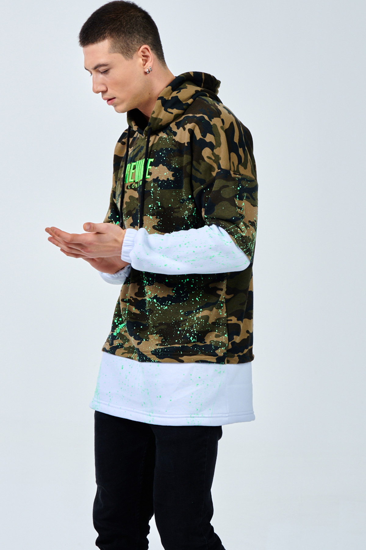 Beyaz Kamuflaj Baskılı Sweatshirt 1KXE8-44332-01 - 9
