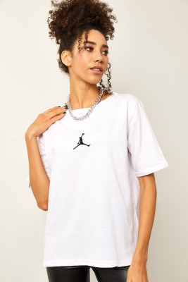 Beyaz Önü Baskılı Oversize Basic Tişört 2YXK1-46119-01 