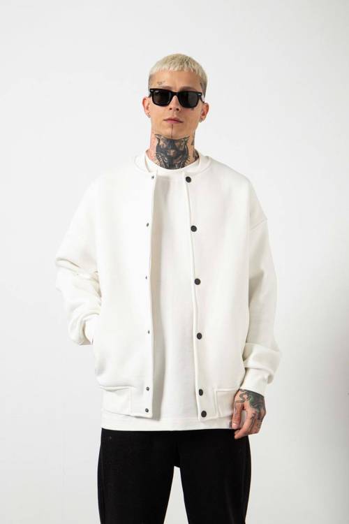 Beyaz Oversize Basic Kolej Ceket 3KXE5-46524-01 - 1