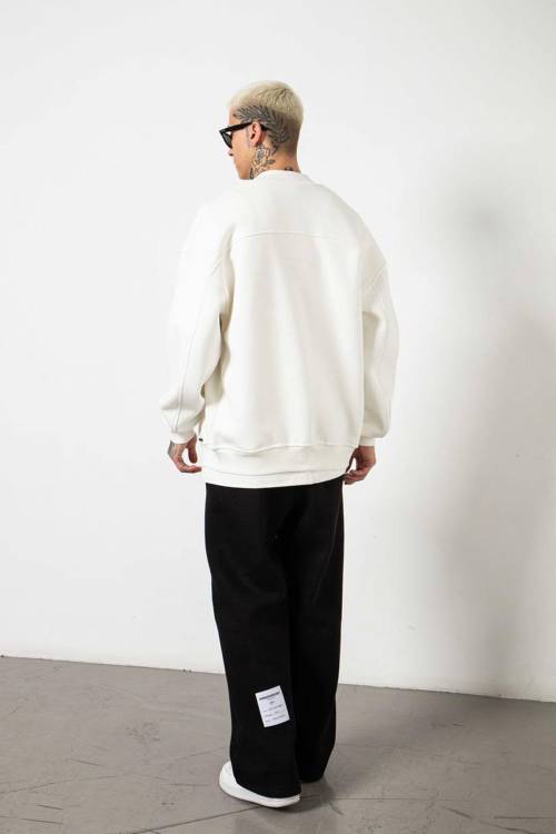 Beyaz Oversize Basic Kolej Ceket 3KXE5-46524-01 - 4