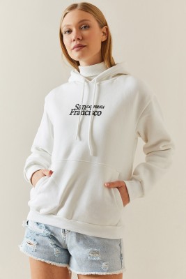 Beyaz Şardonlu & Kapüşonlü Sweatshirt 4KXK8-47834-01 - 6
