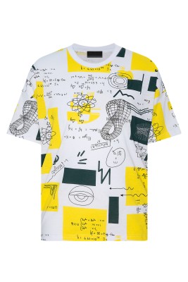 XHAN - Beyaz & Sarı Ribana & Baskılı Oversize T-Shirt 2YXE2-45940-01