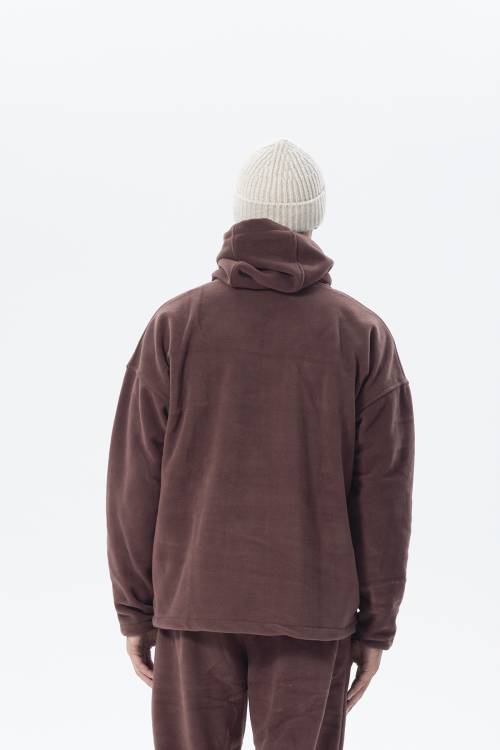 Bordo Oversize Kapüşonlu Polar Sweatshirt 2KXE8-45511-05 - 4