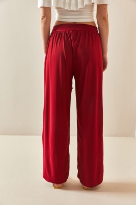 Bordo Salaş Kesim Bol Paça Pantolon 3YXK5-47094-05 - 7