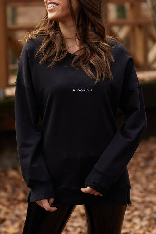 XHAN - Brooklyn Basklı Sweatshirt 9KXK8-41670-02
