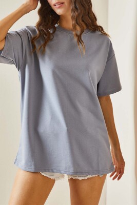 Buz Mavisi Oversize Basic Tişört 3YXK1-47087-43 