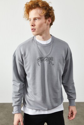Buz Rengi Arkası Baskılı Sweatshirt 2KXE8-45353-62 - 2