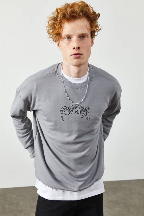 Buz Rengi Arkası Baskılı Sweatshirt 2KXE8-45353-62 - 3