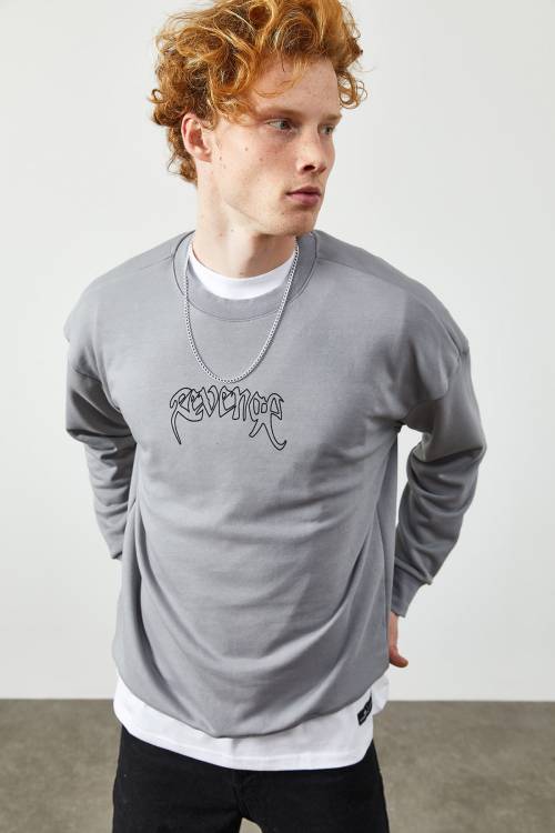 Buz Rengi Arkası Baskılı Sweatshirt 2KXE8-45353-62 - 4