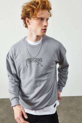 Buz Rengi Arkası Baskılı Sweatshirt 2KXE8-45353-62 - 5
