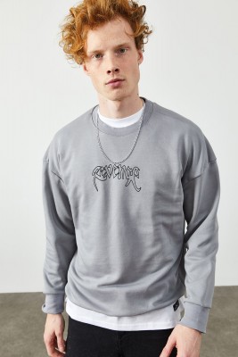 Buz Rengi Arkası Baskılı Sweatshirt 2KXE8-45353-62 - 6