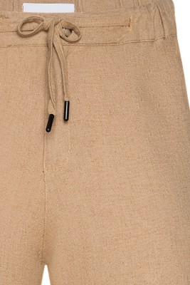 Camel Beli Lastikli Salaş Keten Pantolon 2YXE5-45931-30 - 2