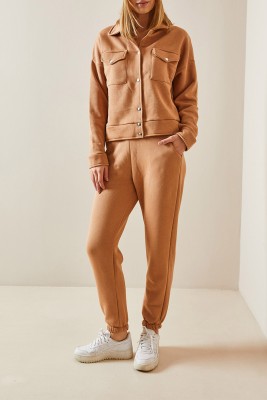 XHAN - Camel Çıtçıt Düğmeli Eşofman Takımı 4KXK8-47793-53