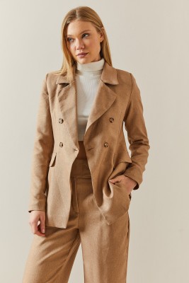 Camel Kruvaze Yaka Düğmeli Blazer Ceket 4KXK4-47842-53 - 3