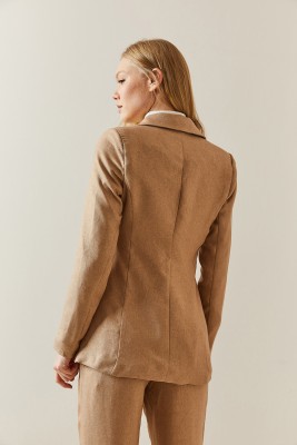Camel Kruvaze Yaka Düğmeli Blazer Ceket 4KXK4-47842-53 - 7