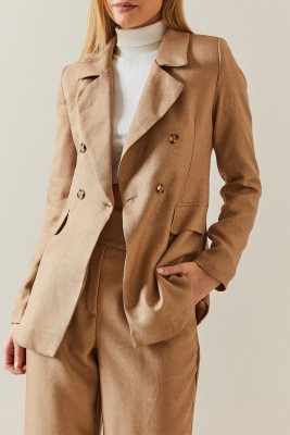 Camel Kruvaze Yaka Düğmeli Blazer Ceket 4KXK4-47842-53 - 1