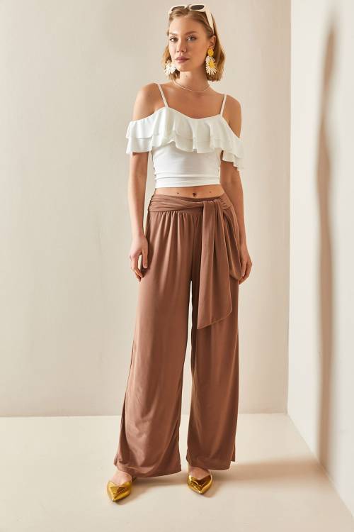 Camel Rengi Salaş Kesim Bol Paça Pantolon 3YXK5-47094-53 - 1